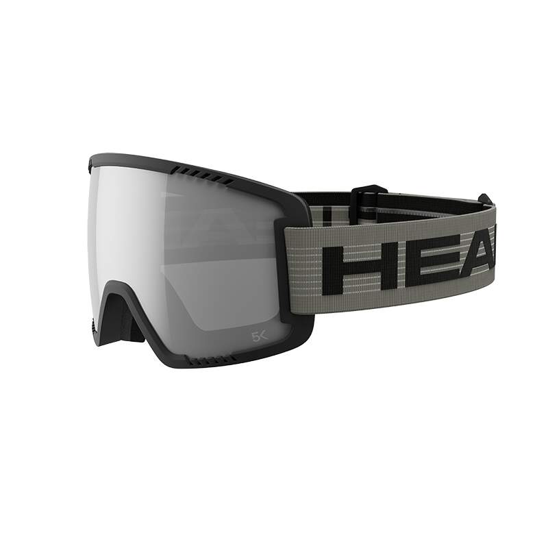 HEAD CONTEX PRO 5K Ski Goggles, Chrome Lens, Olive Frame in Silver - front angle view