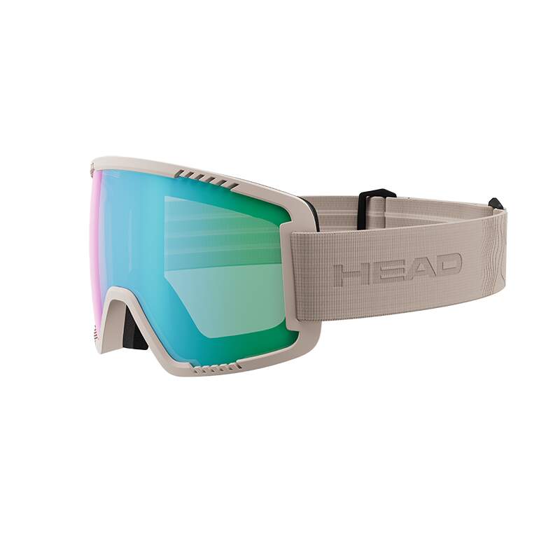 HEAD CONTEX Ski Goggles, Green Lens, Sand Frame, Size M in Green - front angle view