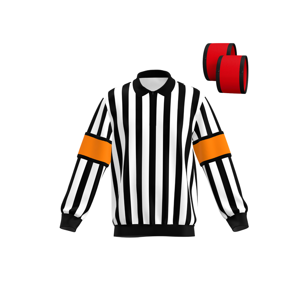 GCA Pro Ice Hockey Long Sleeve Referee Jersey Free Removable Orange & Red Armbands - primary view