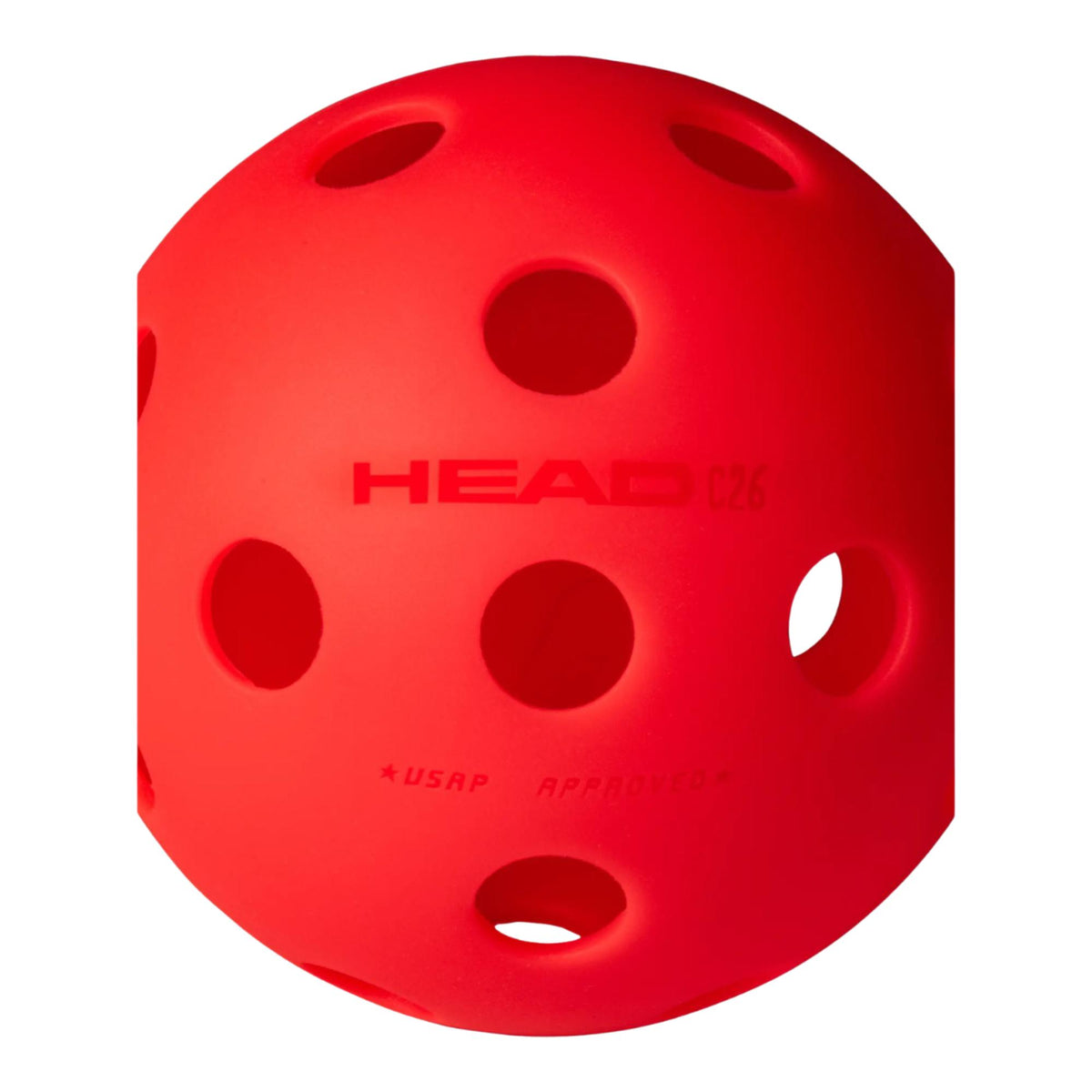 HEAD Championship 26 indoor pickleball ball with durable construction and evenly spaced holes designed for consistent bounce and control.