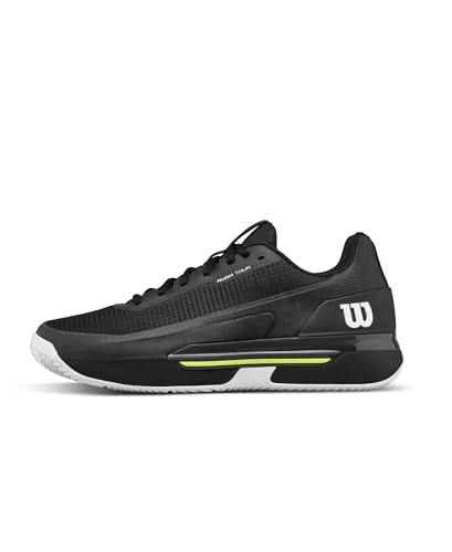 Wilson Rush Tour 5 Clay Tennis Shoes, Black/White/Safety Yellow product image