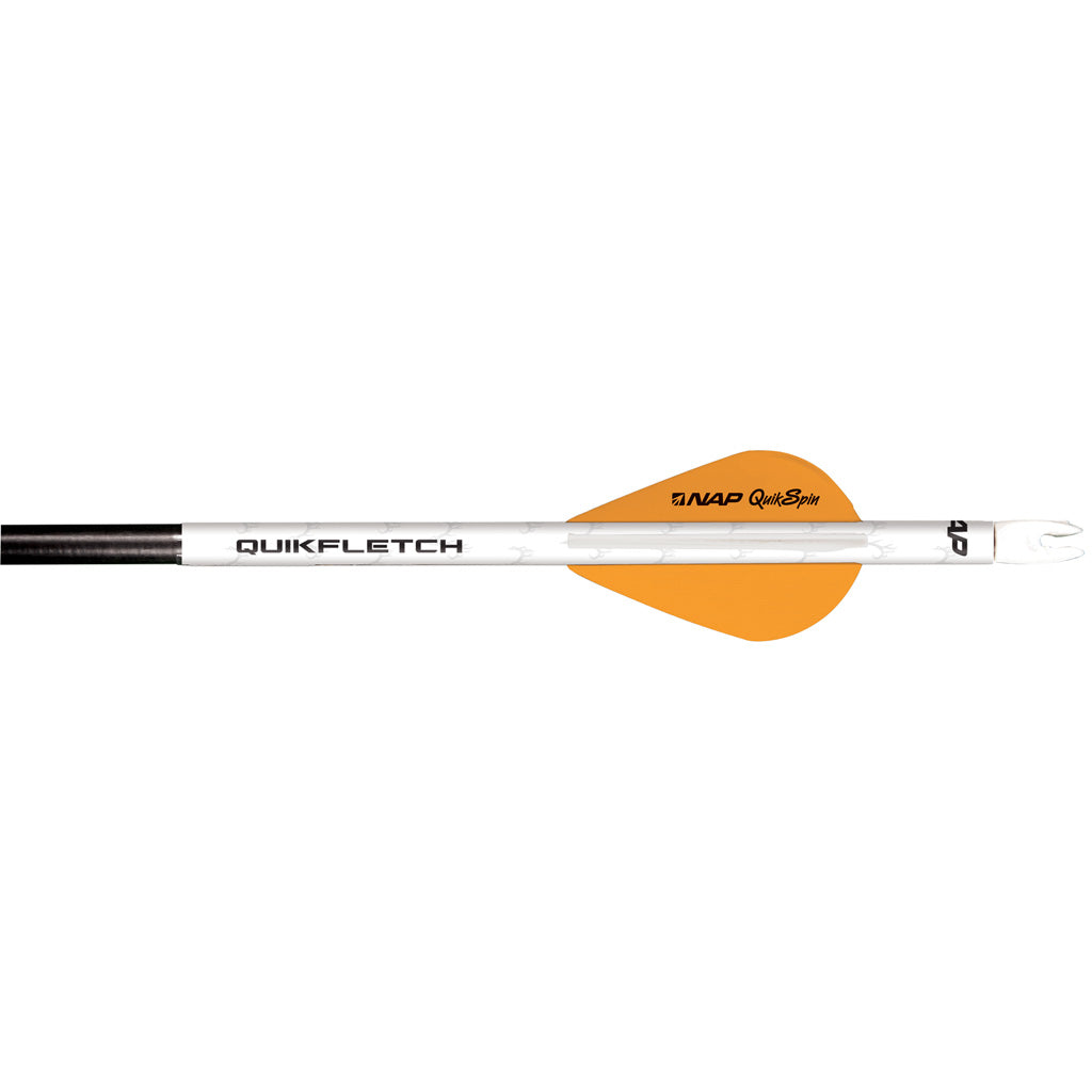 New Archery Products NAP Quikfletch w/Quikspin Vanes in White/Orange - Front View
