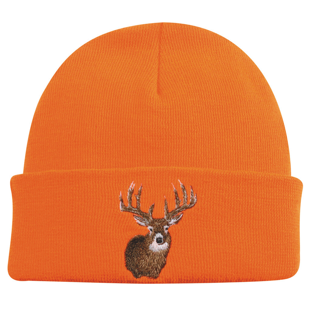 Outdoor Cap Knit Watch Cap w/Deer - Front View