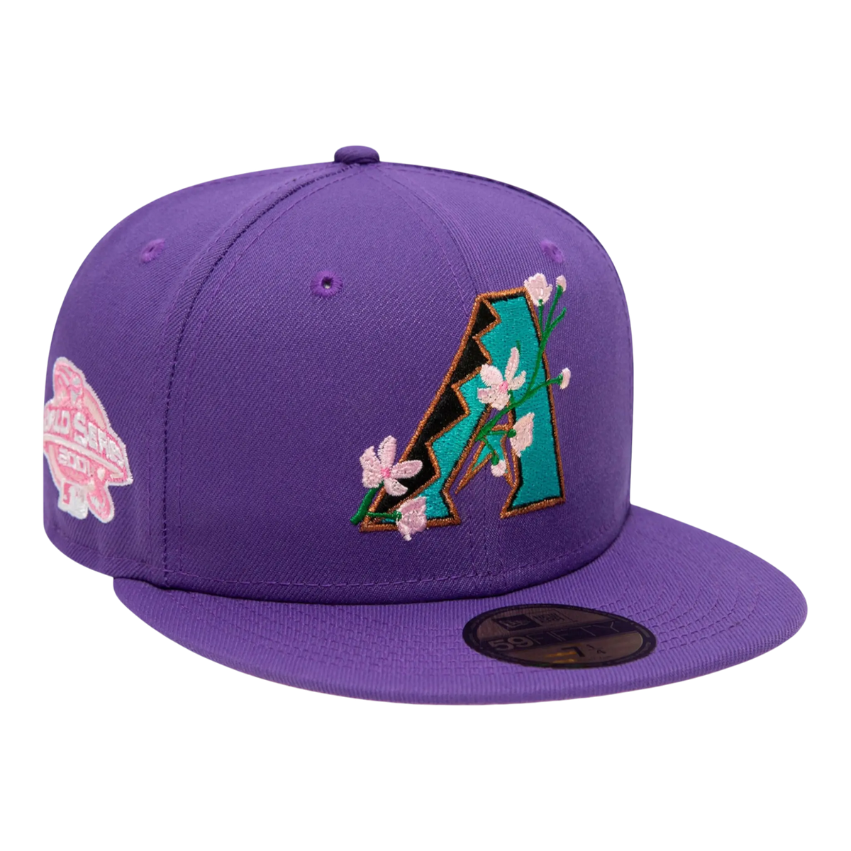 New Era 59FIFTY Arizona Diamondbacks Bloom Side Patch MLB Men's Fitted Hat — Black/Purple