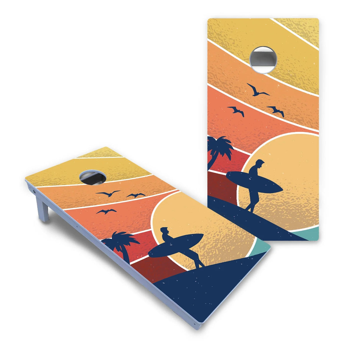Retro Beach Cornhole Boards - All Weather Series