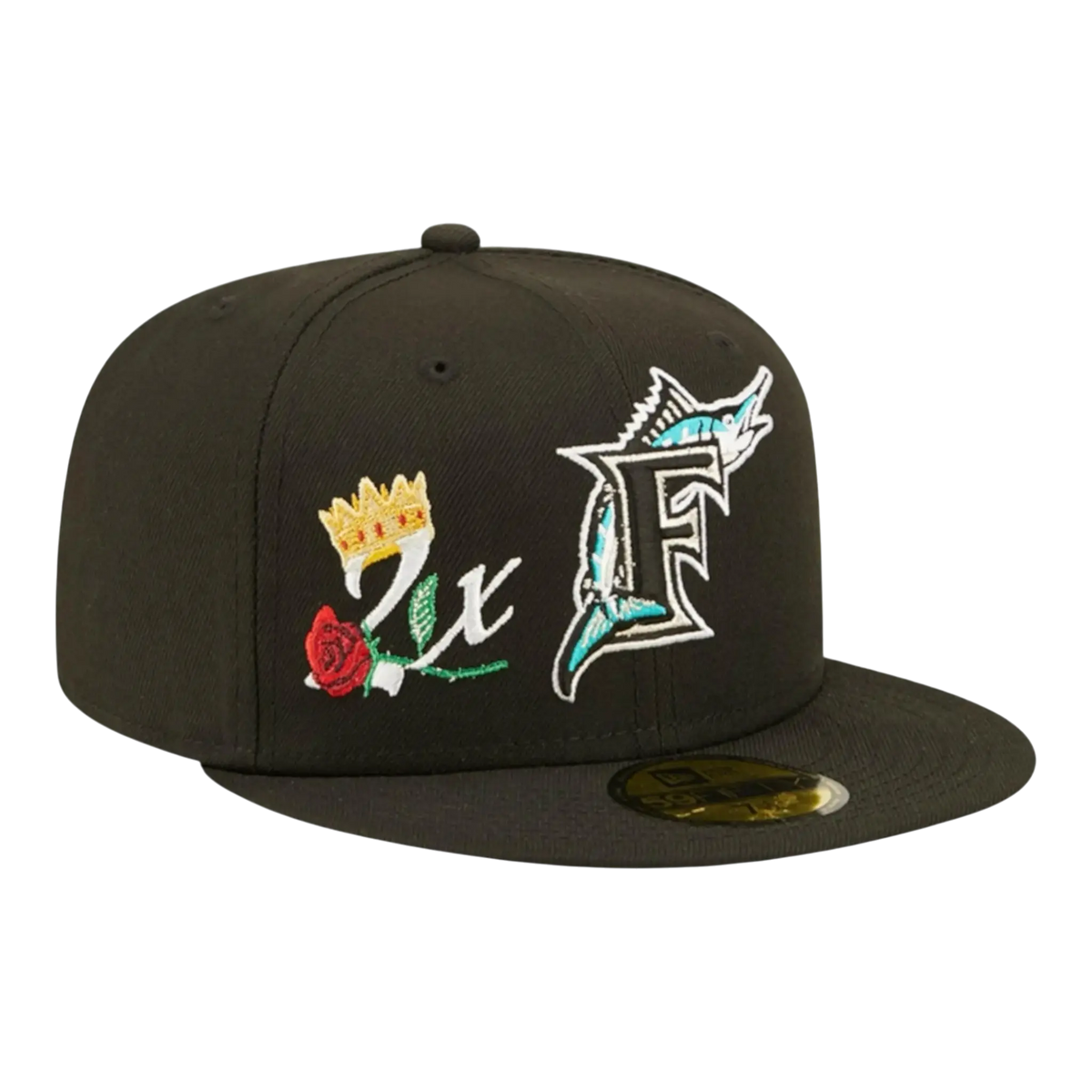 New Era Crown Champs WS 59FIFTY Florida Marlins Men's Fitted Hat — Black