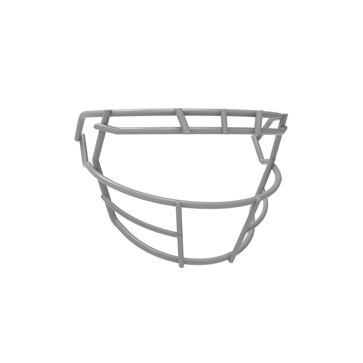 SCHUTT F7 ROPO-SW-808-NB-VC football facemask in gray finish, featuring single upper bar, reinforced side wiring, and extended lower guard, shown on a white background.