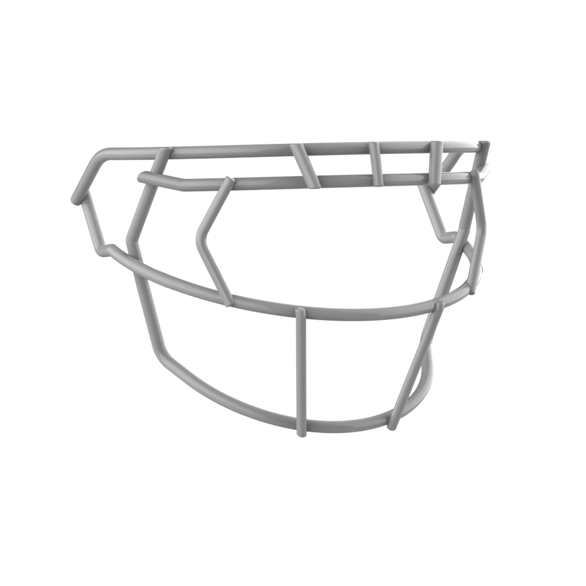 SCHUTT F7 EGOP III-NB-VC football facemask in gray with reinforced upper and lower bar configuration, shown on a white background.