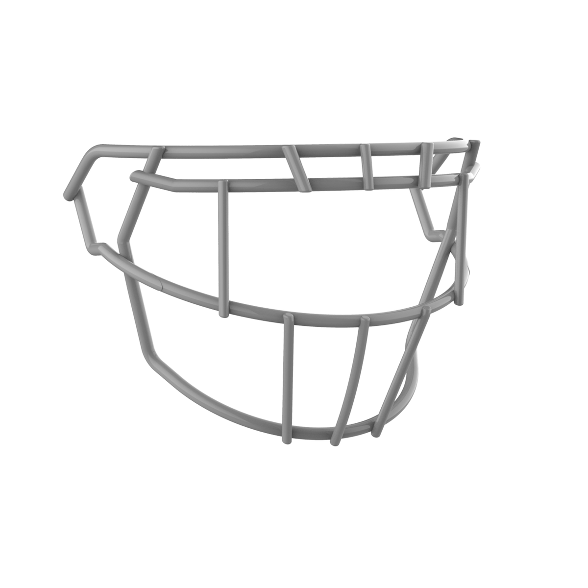 SCHUTT F7 EGOP II-NB-VC football facemask in gray with dual horizontal brow bars and extended lower guard, displayed on a white background.