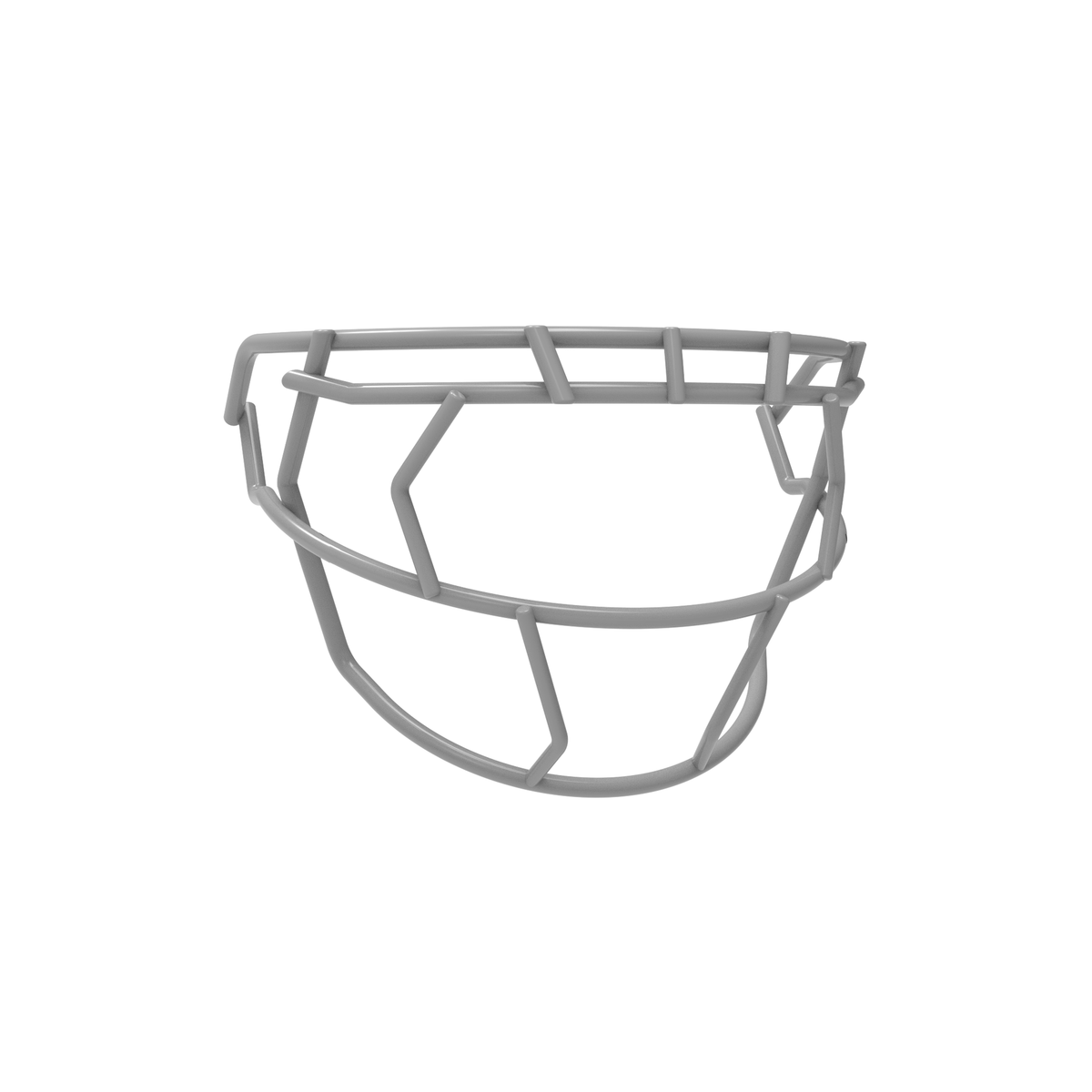 SCHUTT F7 EGOP VI-NB-VC football facemask in gray with single diagonal eye bar and extended lower guard, displayed on a white background.