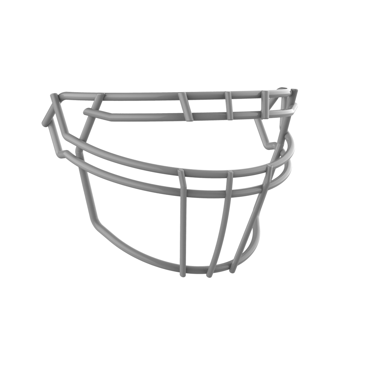 SCHUTT F7 ROPO-DW-NB-VC football facemask in gray finish, featuring double upper bars, multiple vertical supports, and extended lower guard, shown on a white background.
