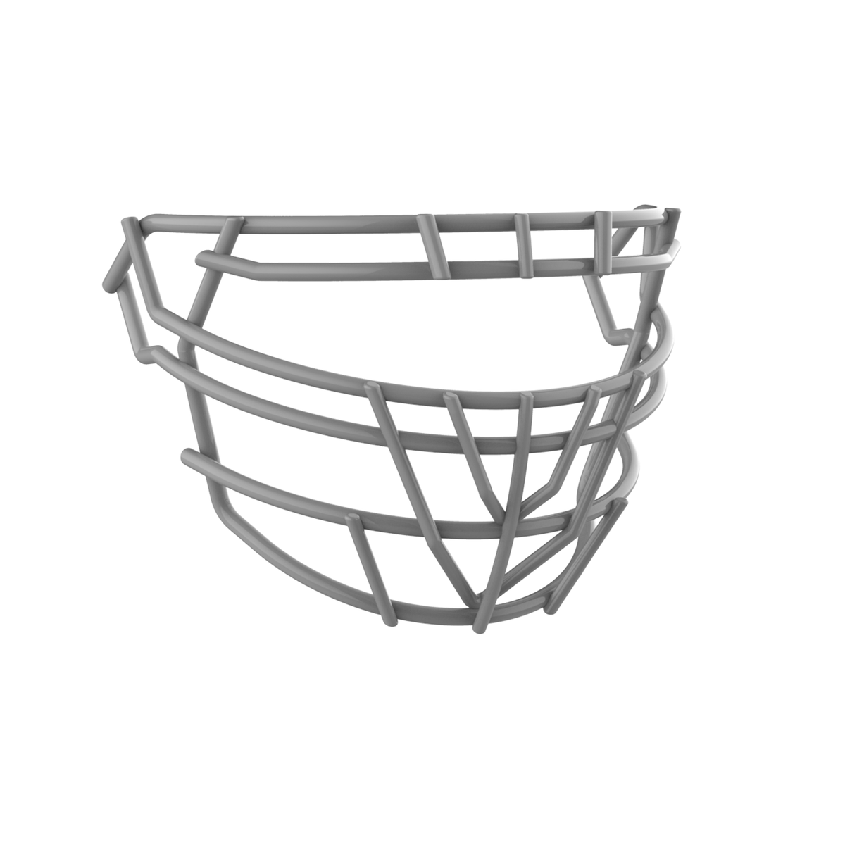 SCHUTT F7 ROPO-DW-PRO-NB-VC football facemask in gray finish, featuring double upper bars, multiple vertical supports, and reinforced V-shaped lower guard, shown on a white background.
