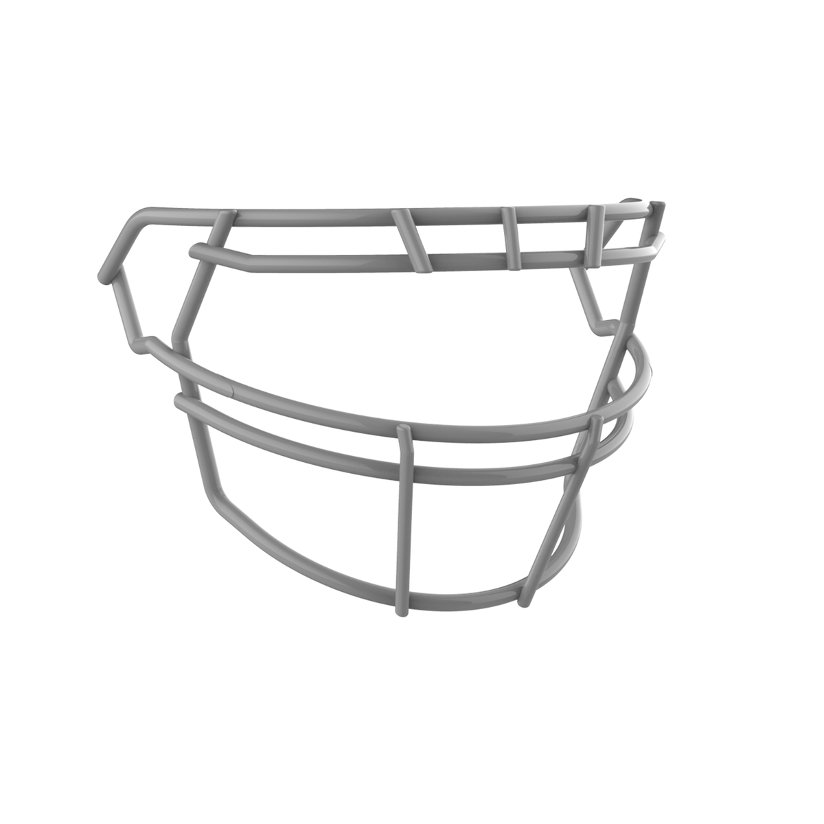 SCHUTT F7 ROPO-NB-VC football facemask in gray finish, featuring single upper bar, vertical center supports, and extended lower guard, shown on a white background.