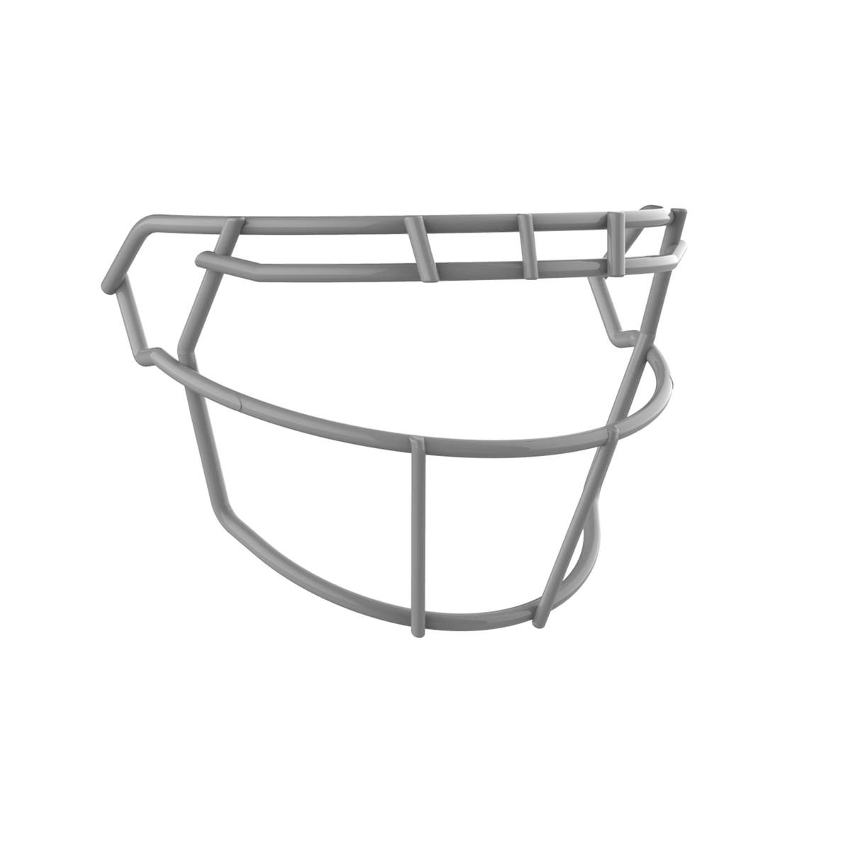 SCHUTT F7 ROPO-SW-NB-VC football facemask in gray finish, featuring single upper bar, vertical center support, and extended lower guard, shown on a white background.