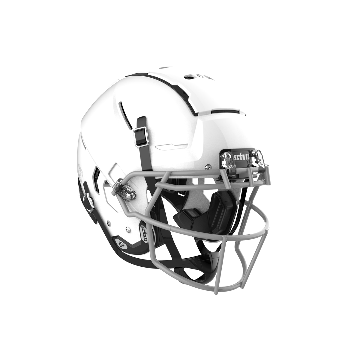 Schutt Youth F7 LX1 football helmet in white with gray facemask