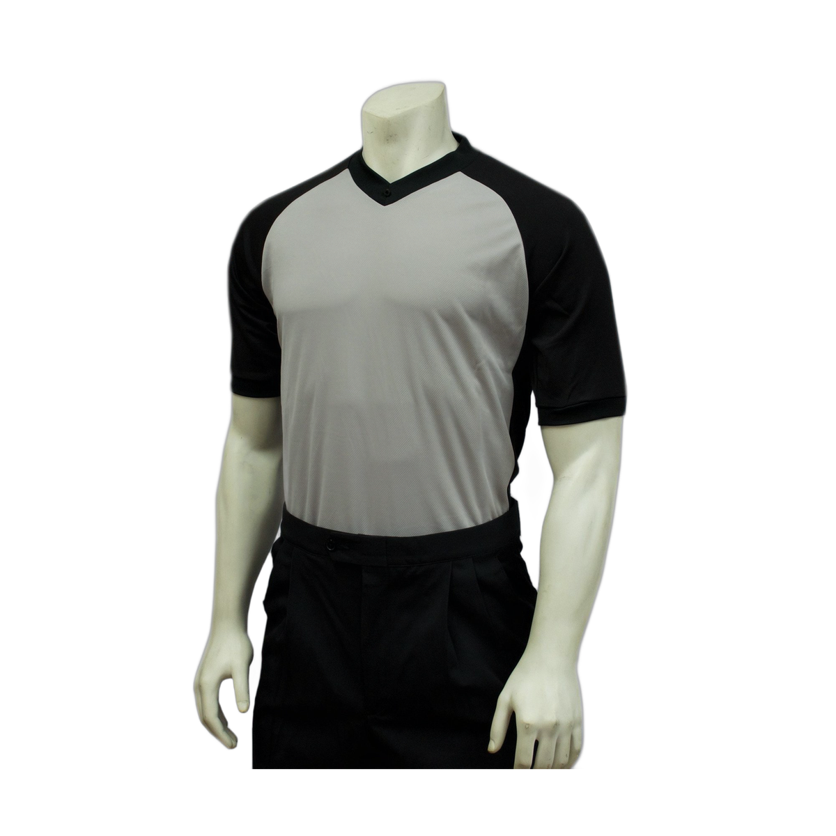 Smitty USA-207-607 Body Flex Referee Shirt Grey w Black Raglan Sleeve and Black Side Panel - in usa