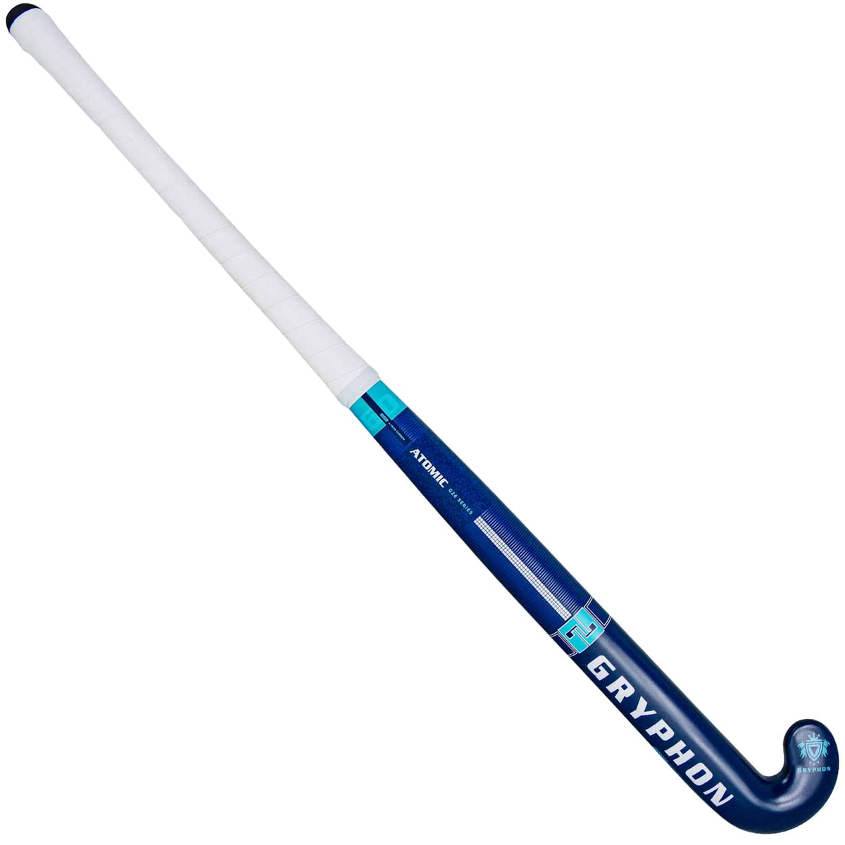 Gryphon Atomic Pro 25 field hockey stick with carbon texture and curved head design