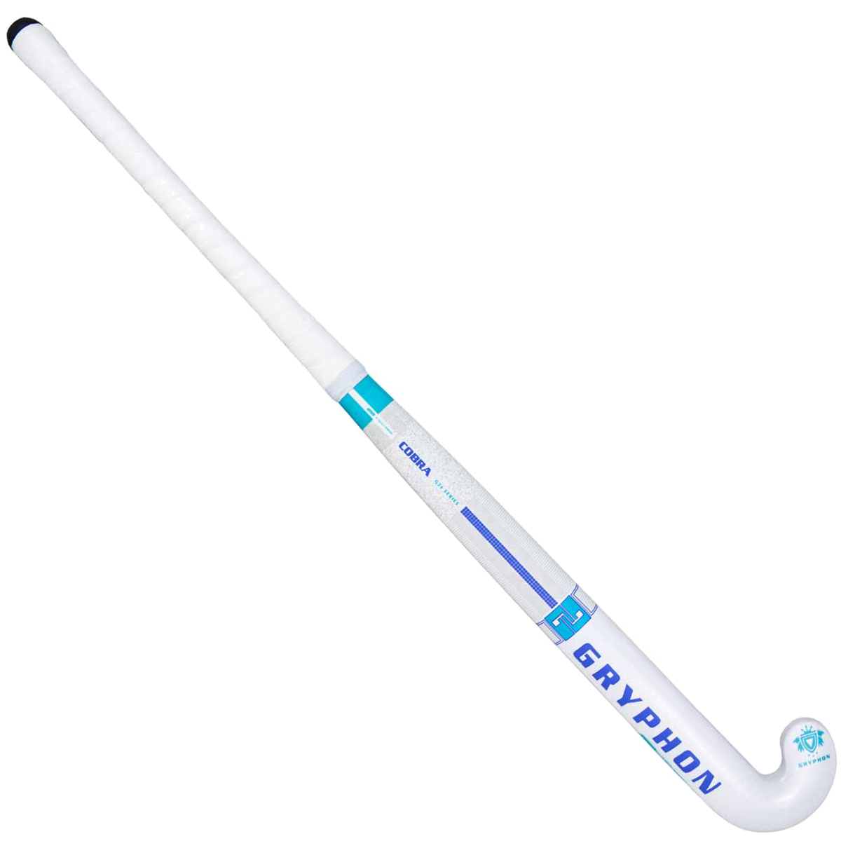 Gryphon Cobra Pro 25 field hockey stick with carbon fiber texture and curved head design