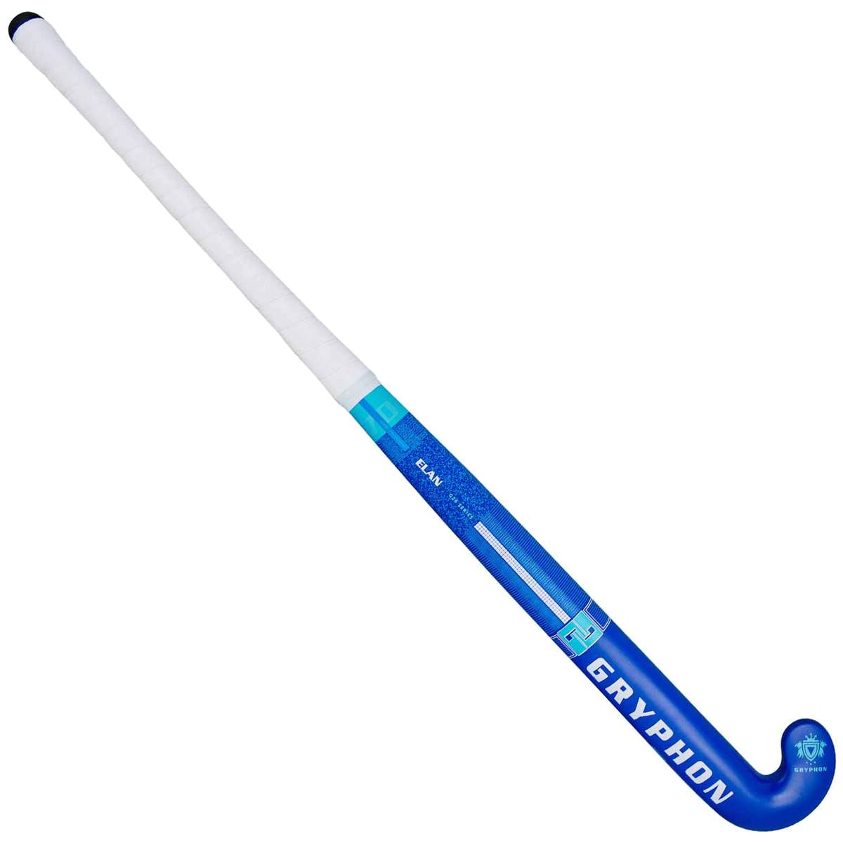 Gryphon Elan D2 indoor field hockey stick with carbon texture and curved head design