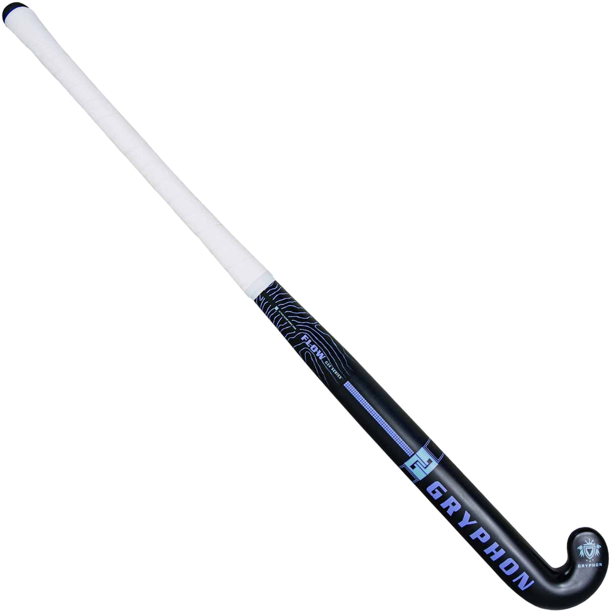 Gryphon Flow indoor field hockey stick with textured finish and curved head design
