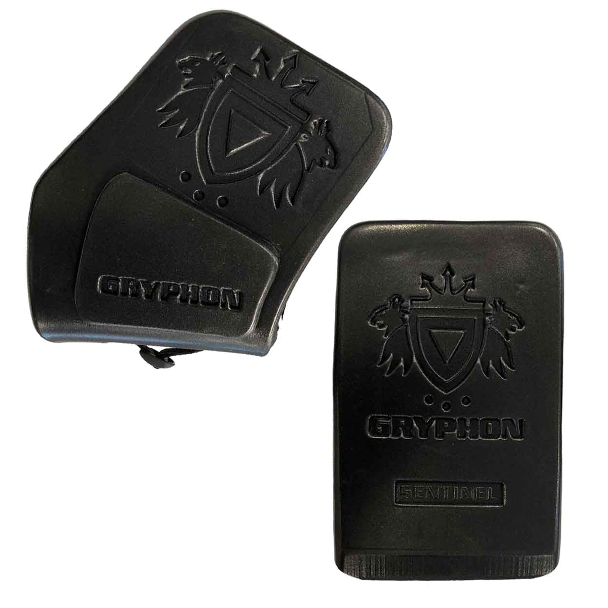 GRYPHON Sentinel field hockey goalkeeper hand protection set featuring durable foam protectors with a contoured shape for coverage and impact absorption.