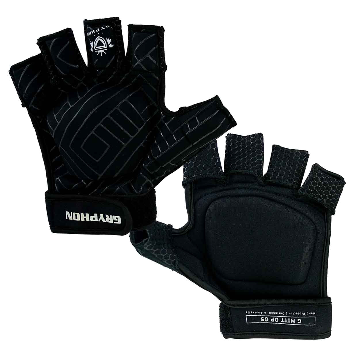 Gryphon G-Mitt OP G5 field hockey glove with padded backhand and open palm design