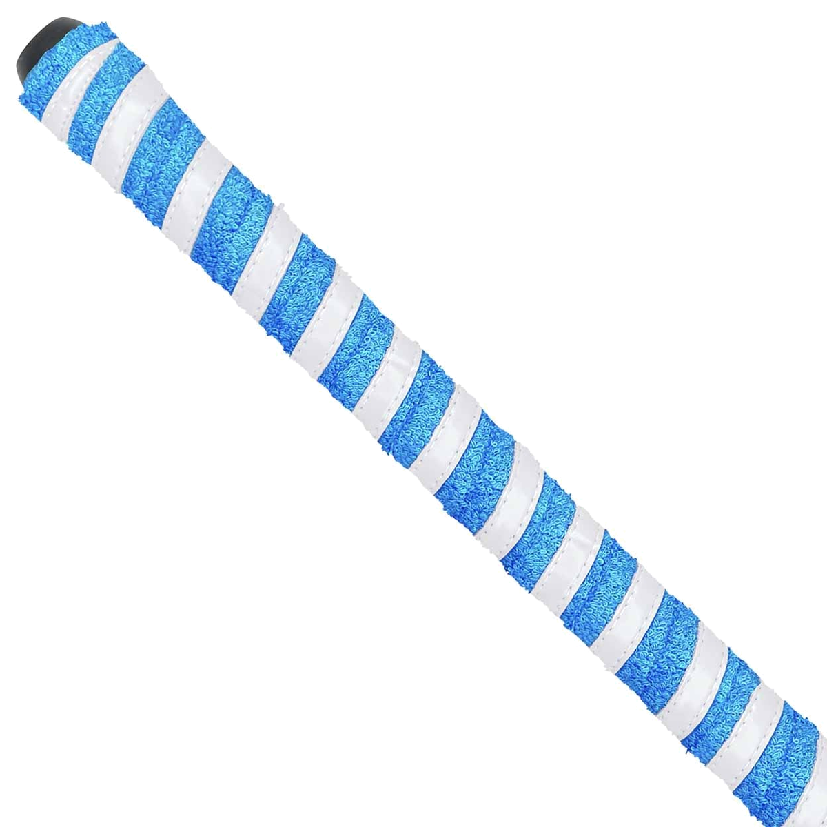 Gryphon towel hybrid field hockey stick grip in blue and white for moisture absorption and enhanced grip
