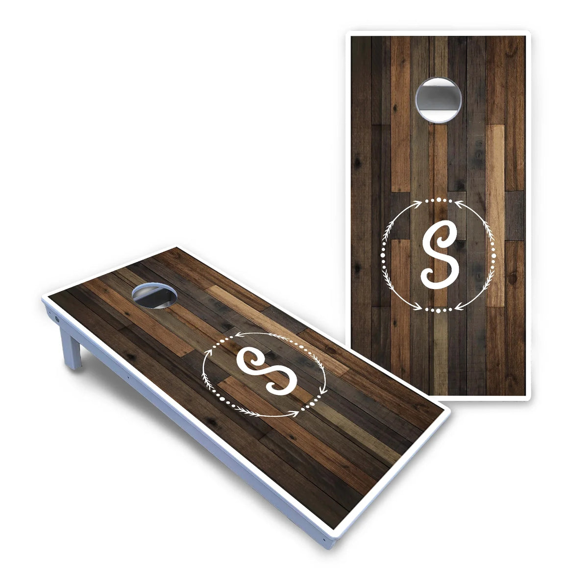 Wood Wreath Letter Cornhole Boards - All Weather Series