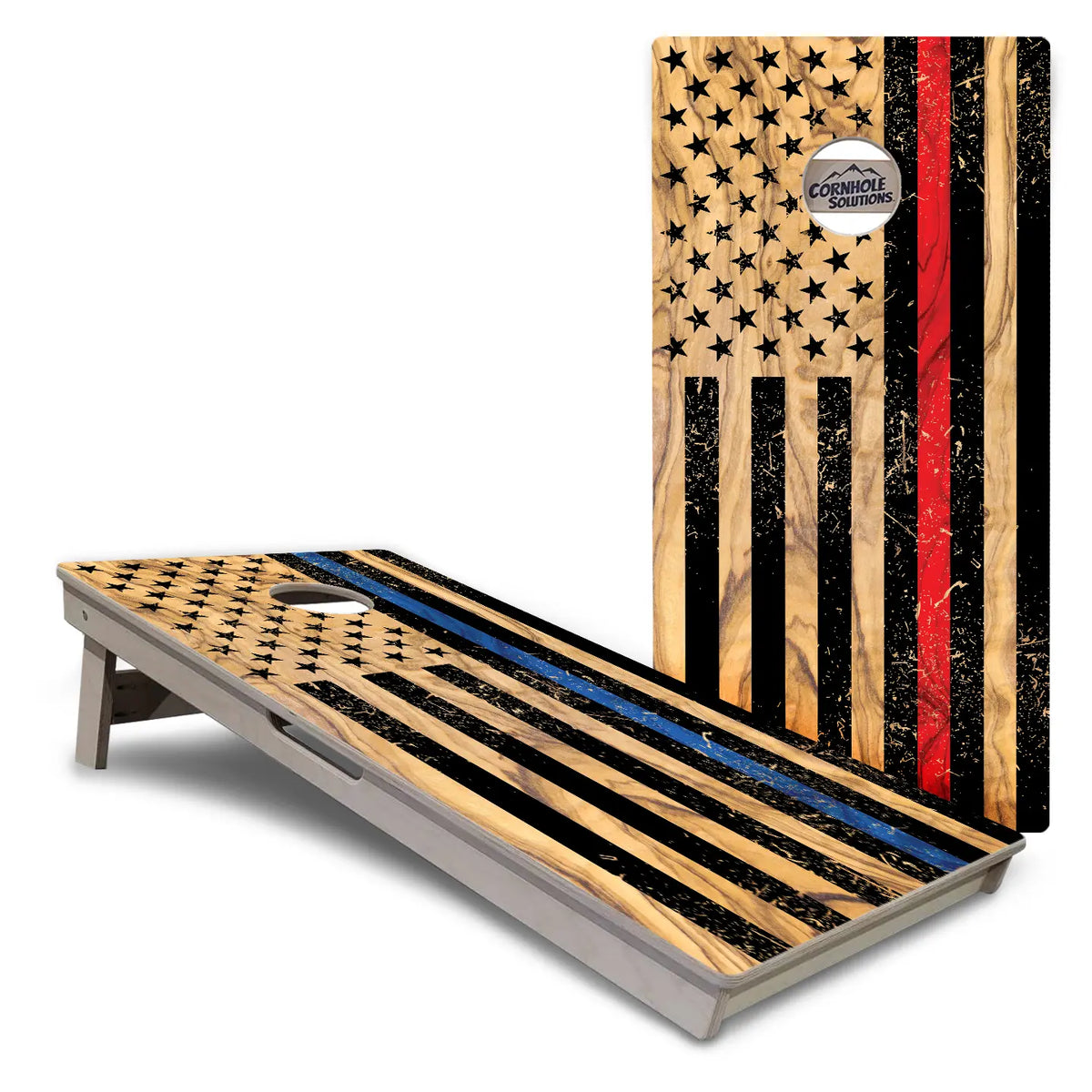 First Responder Light Wood Flag Cornhole Boards – Tournament Series