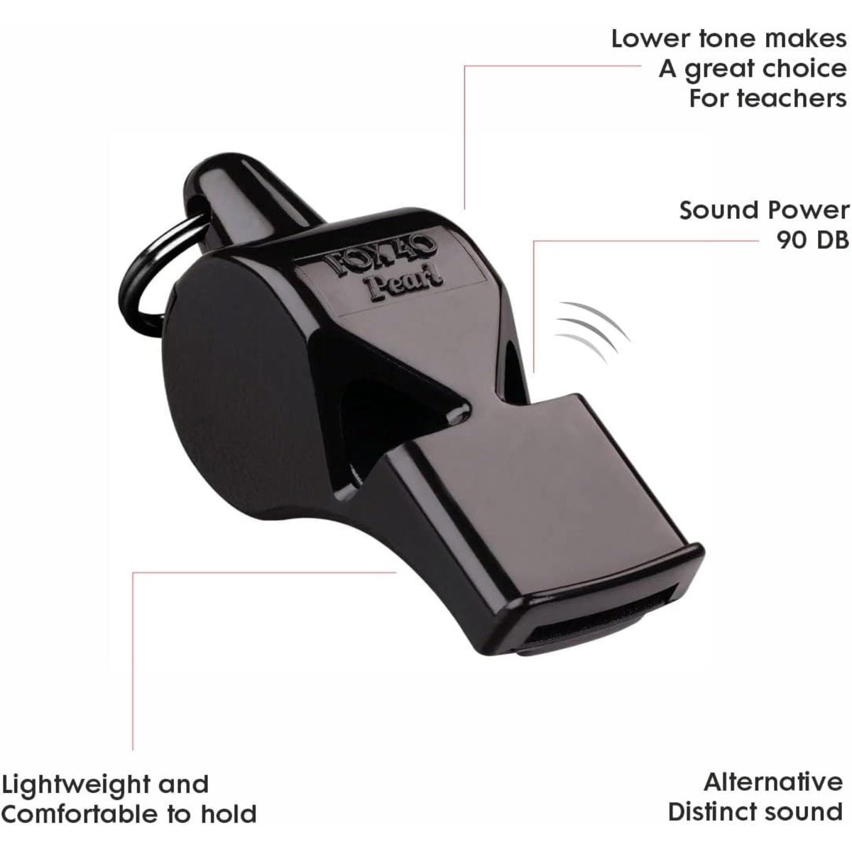 Compact safety whistle with key ring and attached breakaway lanyard, designed for lightweight comfort and clear, reliable signaling.