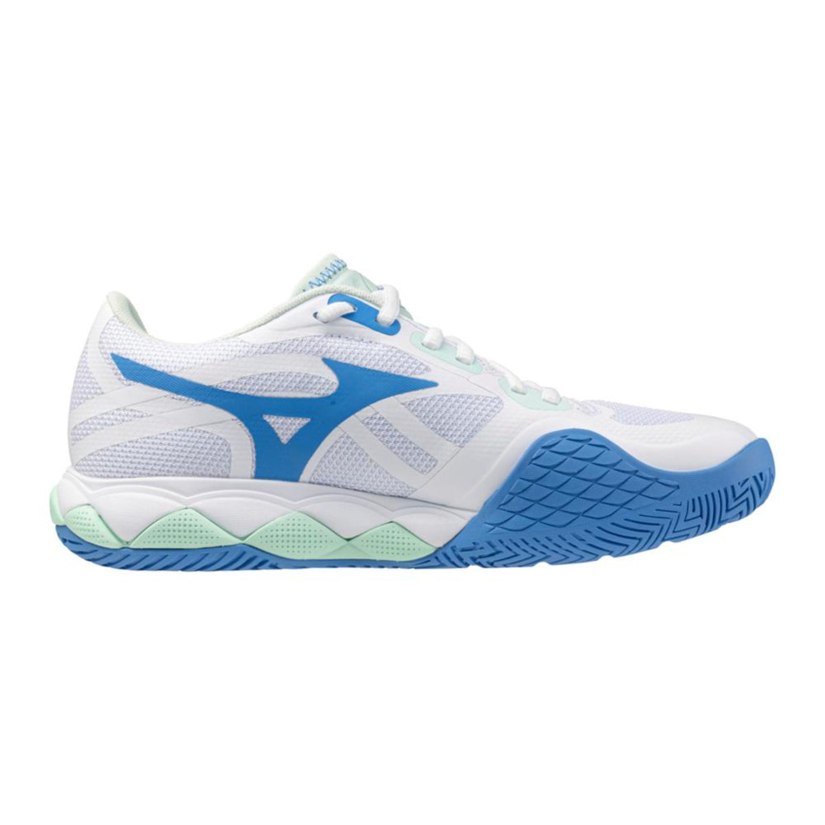 Mizuno Wave Enforce Tour 2 AC Women's White-Frontier Blue Tennis Shoe