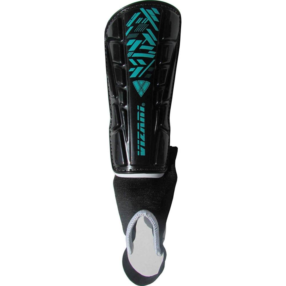 Vizari Malaga Soccer Shin Guards - Lightweight Ankle Protection, Black/Teal