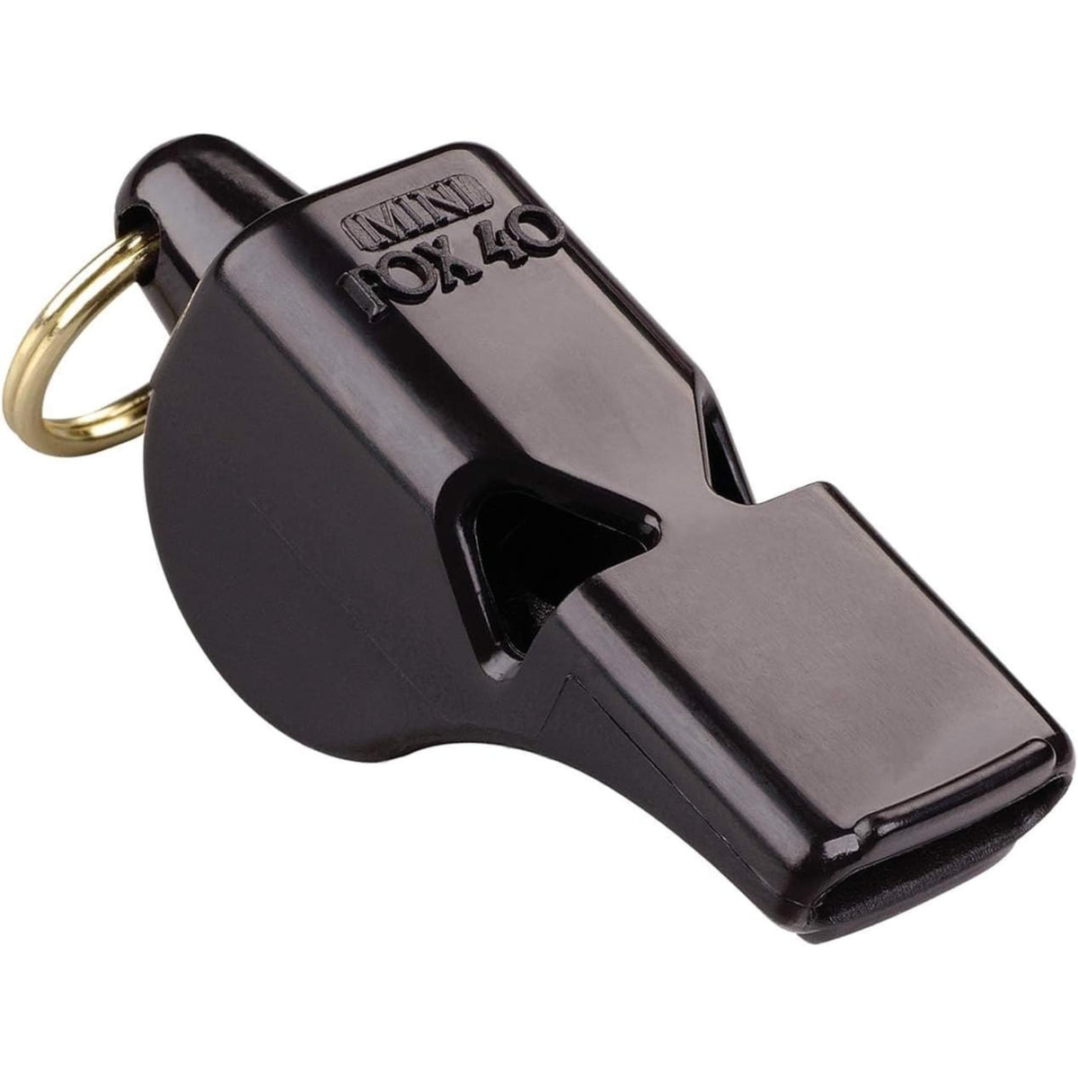 Compact handheld safety whistle with key ring attachment, designed for loud and reliable signaling in emergency or sporting situations.