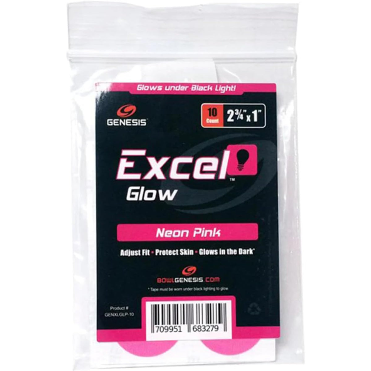 Genesis Excel Glow Athletic Tape Precut Strips 10 Count - black - Genesis