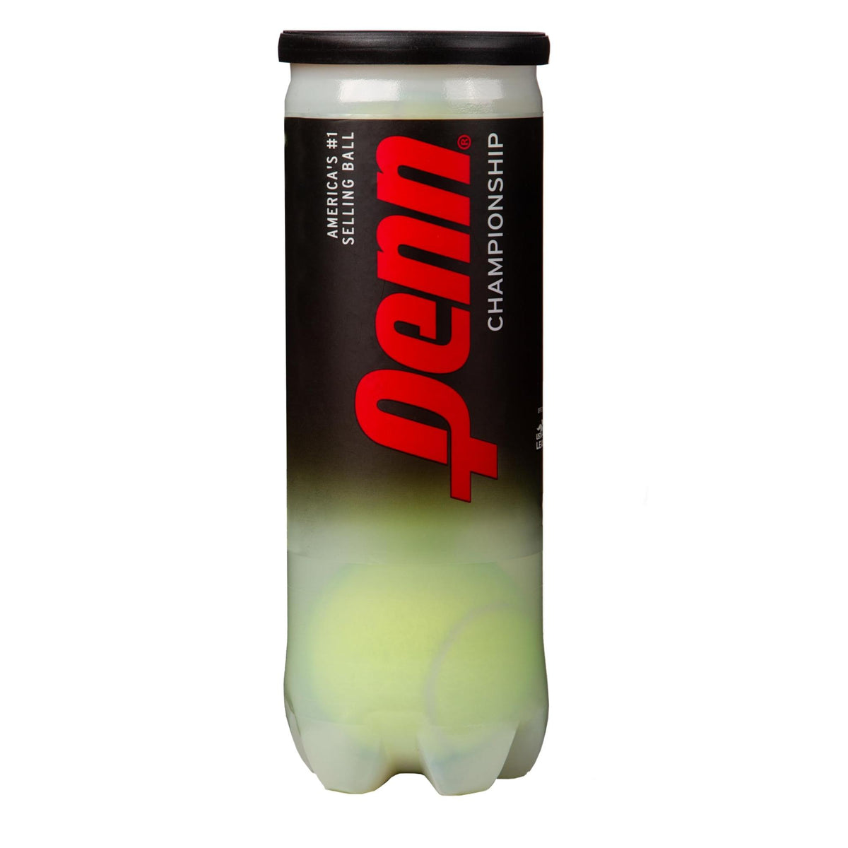 Can of tennis balls with labeled packaging and sealed lid.