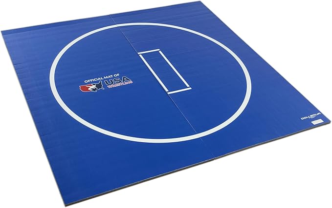 Dollamur 10'x10' Wrestling Mat, Navy, Gymnastics, with Circles