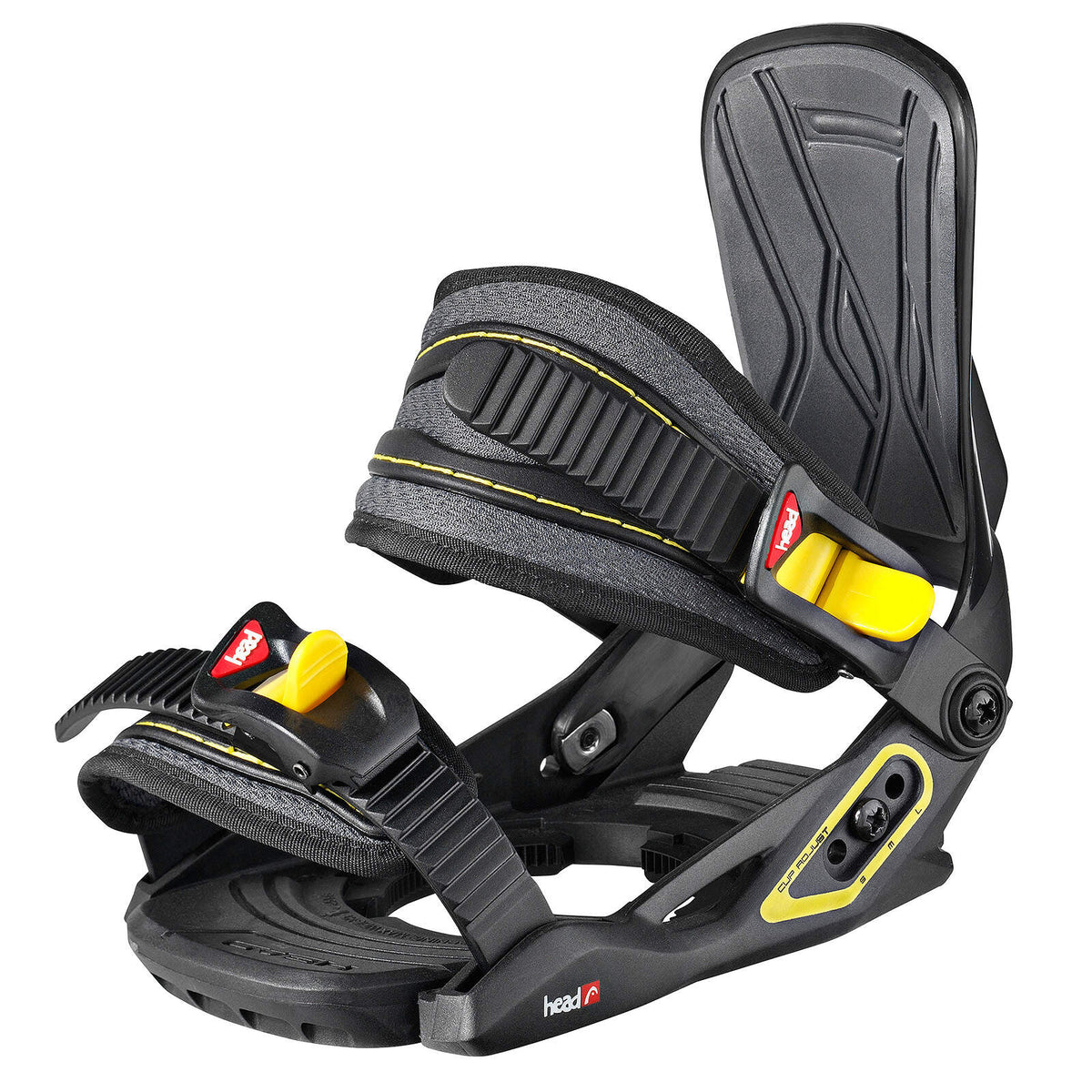 HEAD P 4D JR Junior Snowboard Bindings, Black in Black - front side view
