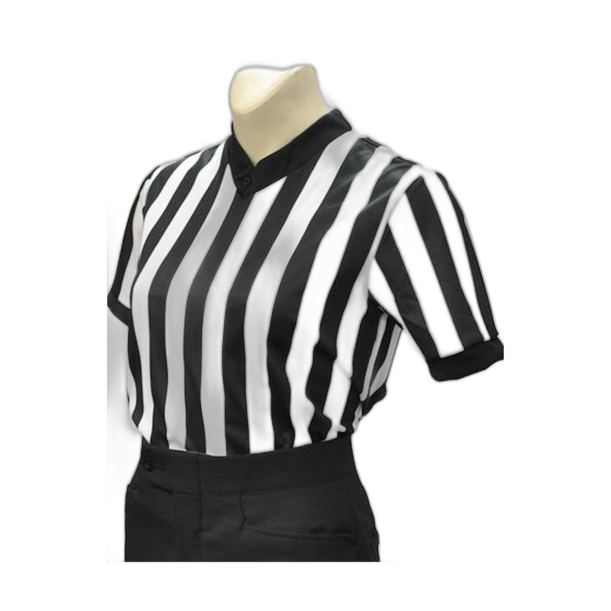 Smitty BKS-211 1 Stripe Womens Mesh Basketball Officials V-Neck Shirt - neck shirt