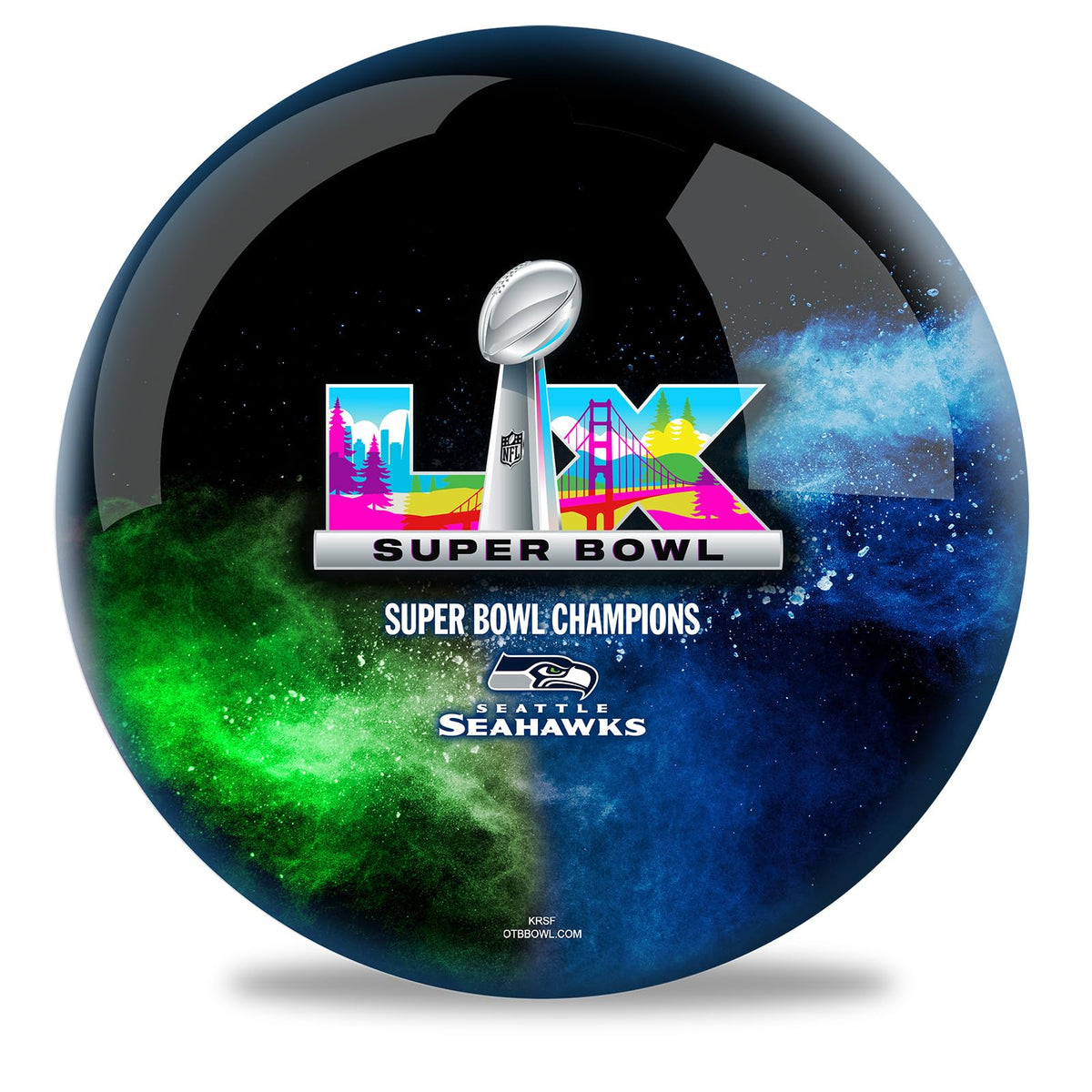 KR Strikeforce Super Bowl LX Champion Seattle Seahawks Undrilled Bowling Ball (8, Pounds) - view 1