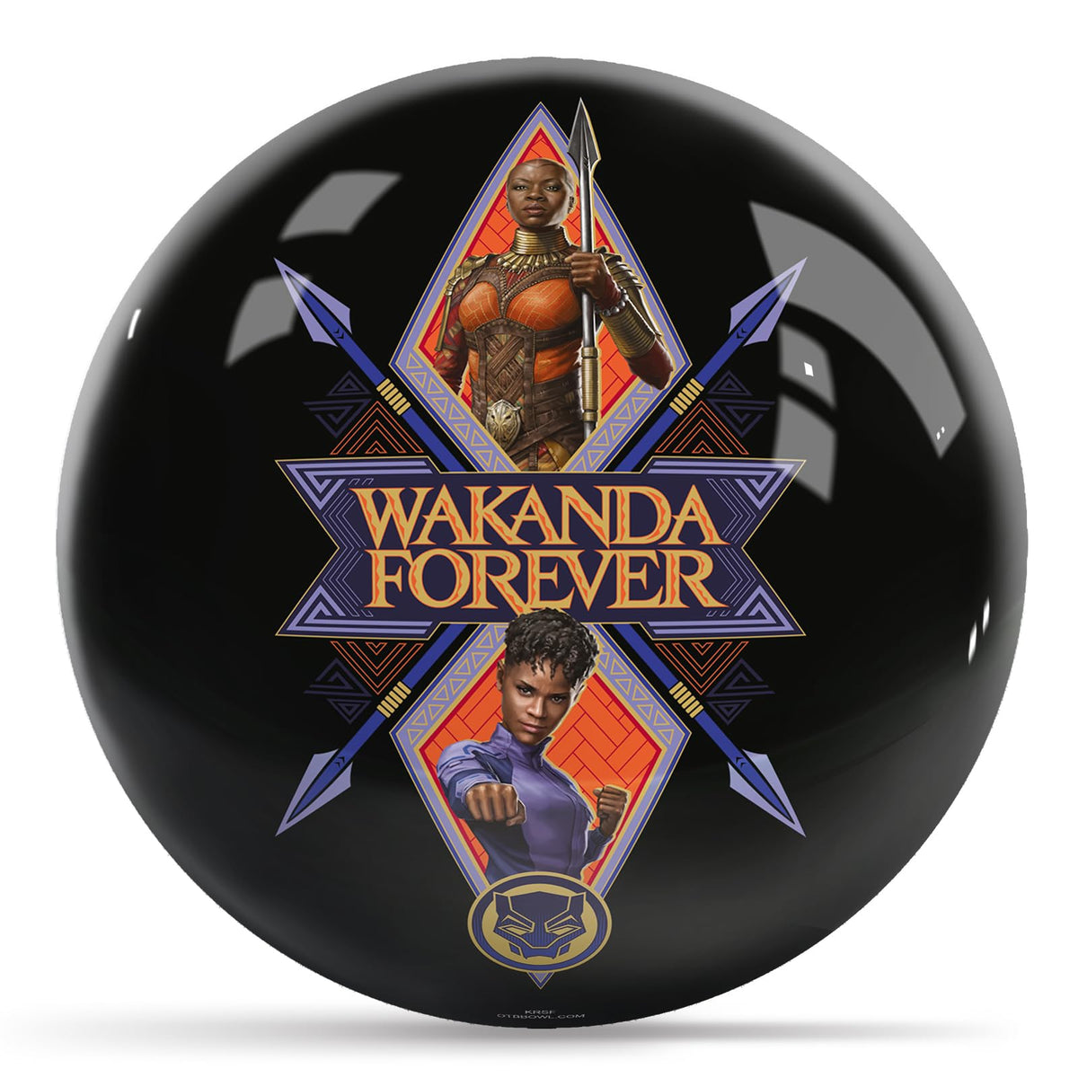 KR Strikeforce Marvel Avengers Black Panther Wakanda Forever Characters Undrilled Bowling Ball (6, Pounds) - view 1