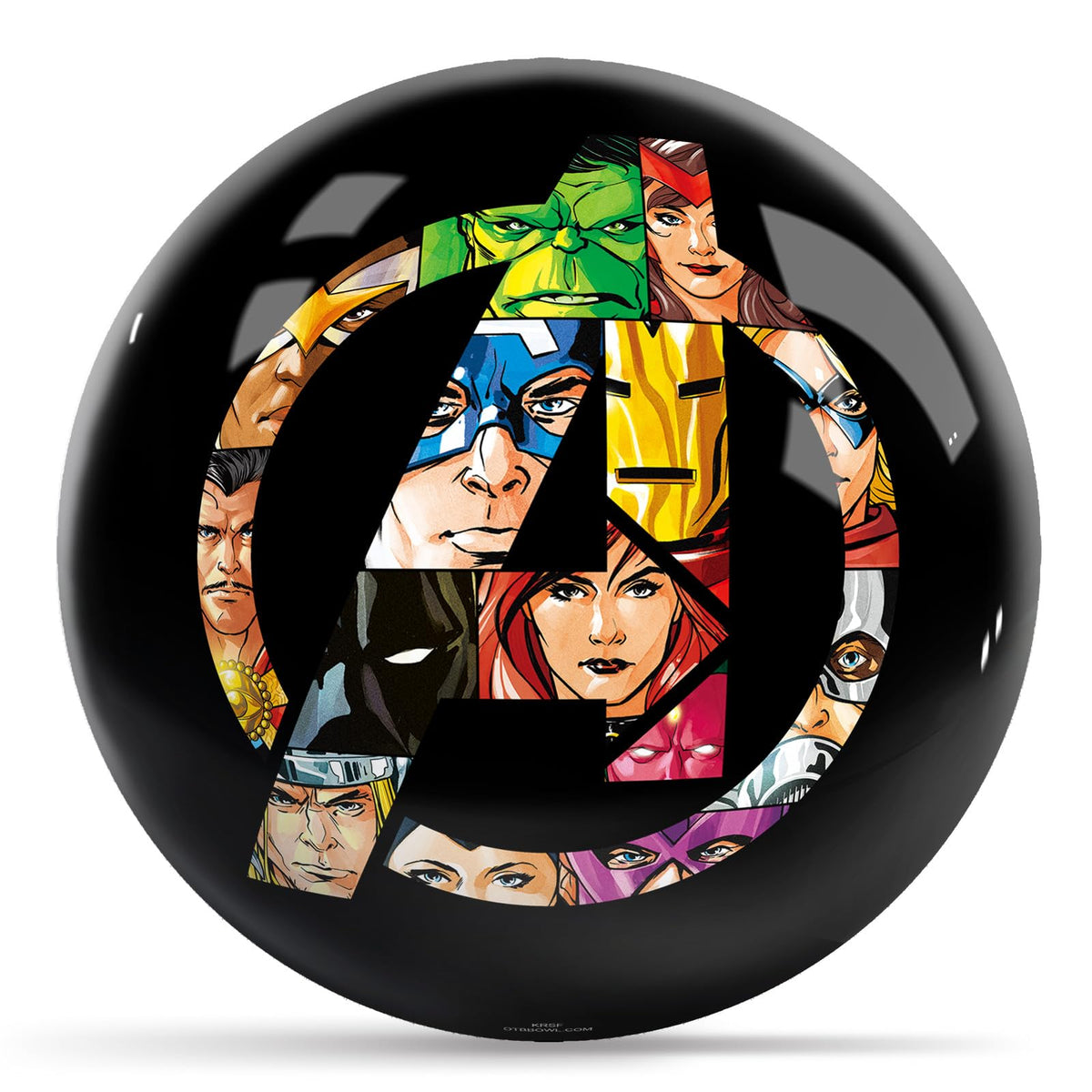 KR Strikeforce Marvel Avengers Logo with Characters Undrilled Bowling Ball (6, Pounds) - view 1