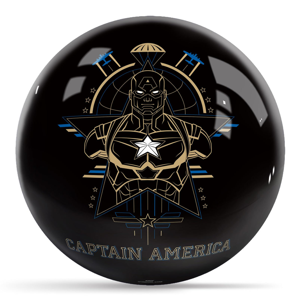 KR Strikeforce Marvel Avengers Captain America Logos Undrilled Bowling Ball (6, Pounds) - view 1