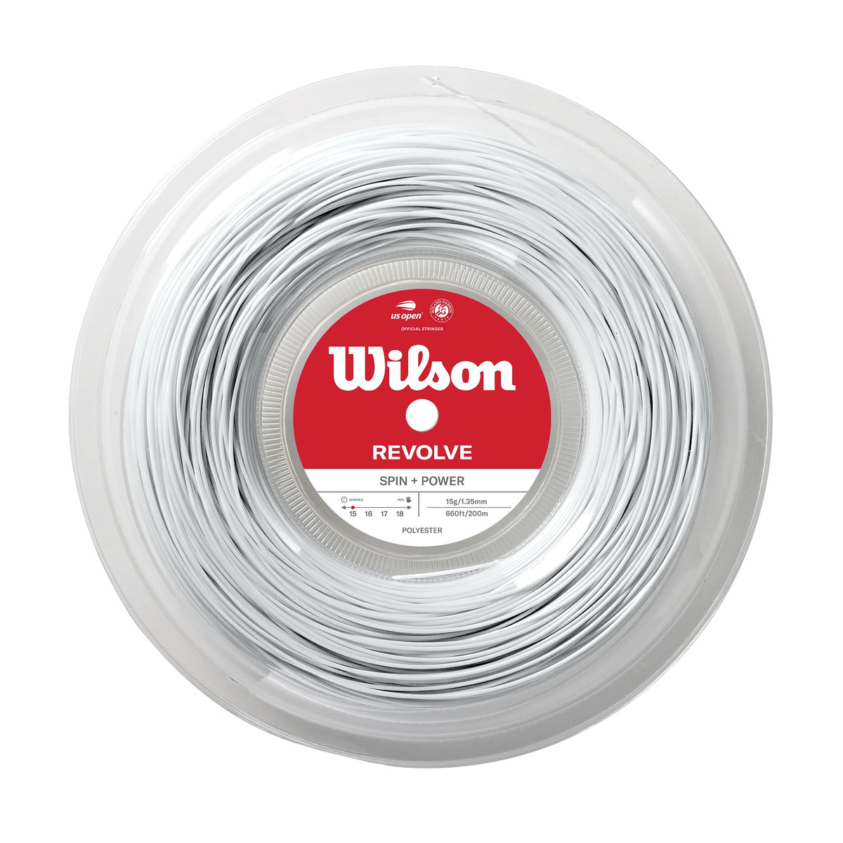 Wilson Revolve 15 Gauge Tennis String Reel, White - main view