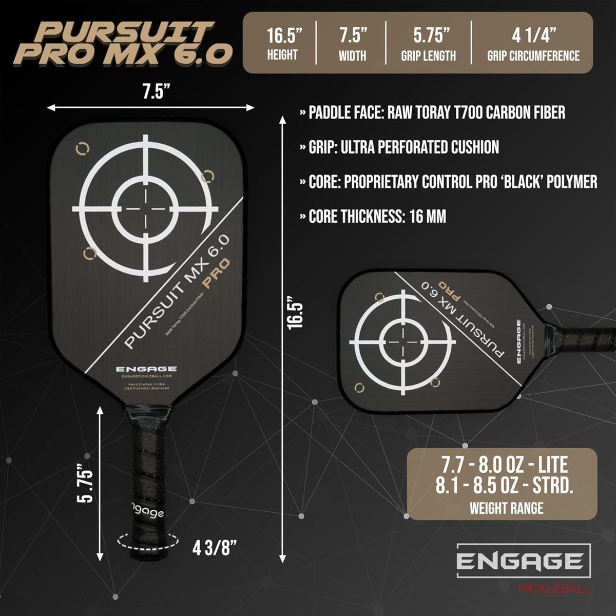 Engage Pursuit Pro MX 6.0 Pickleball Paddle