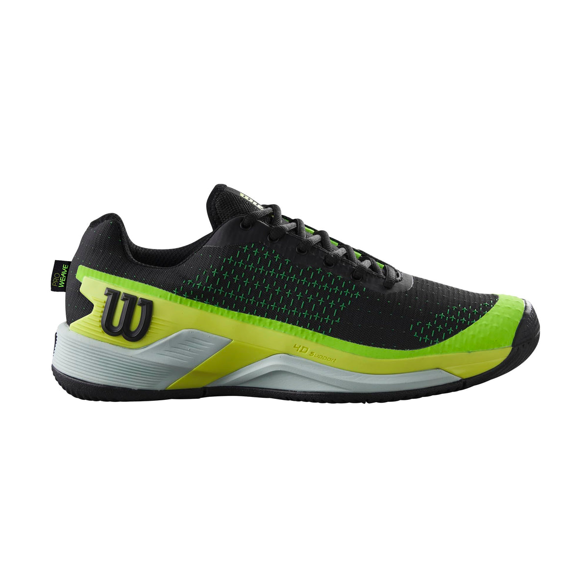 Wilson Rush Pro Extra Duty Mens Tennis Shoes, Black/Safety Yellow/Green Gecko - main view