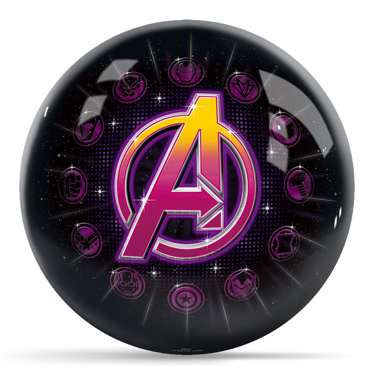 KR Strikeforce Marvel Avengers Logo with Characters Undrilled Bowling Ball (6, Pounds) - view 1