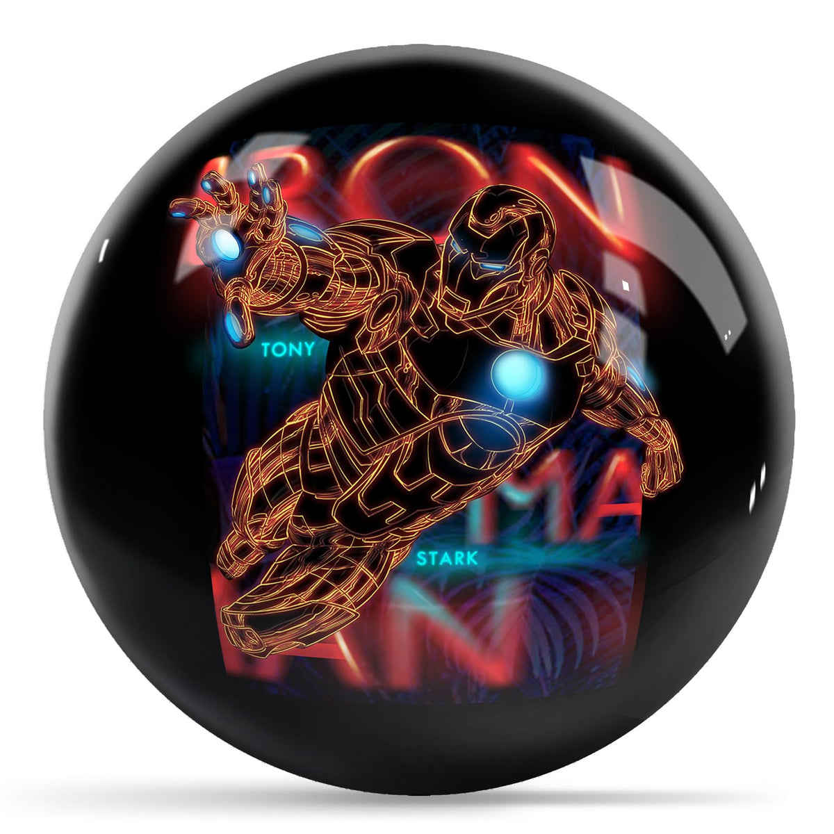 KR Strikeforce Marvel Avengers Neon Iron Man Undrilled Bowling Ball (6, Pounds) - view 1