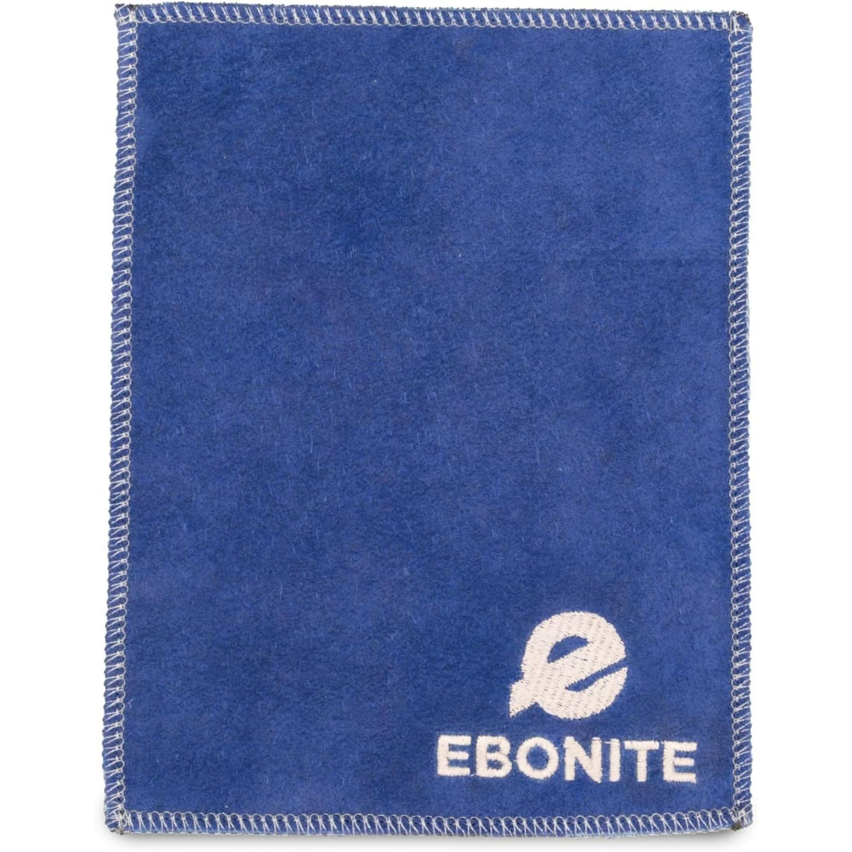 Bowling ball cleaning shammy cloth with soft absorbent material and stitched edges for removing oil and maintaining ball performance.