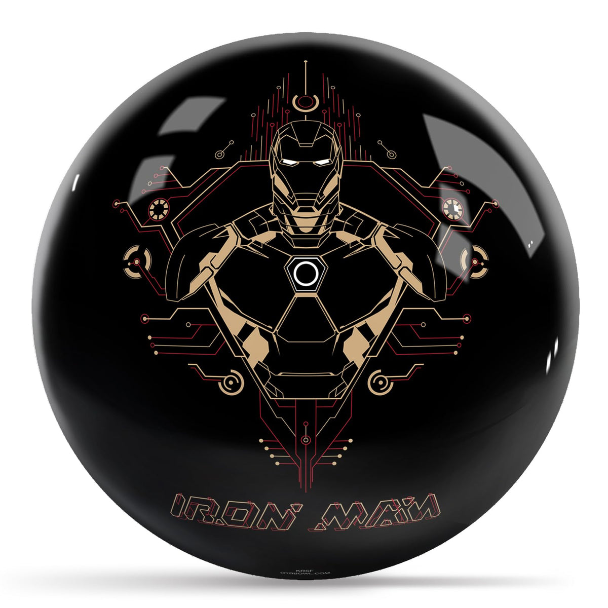 KR Strikeforce Marvel Avengers Iron Man Logos Undrilled Bowling Ball (6, Pounds) - view 1