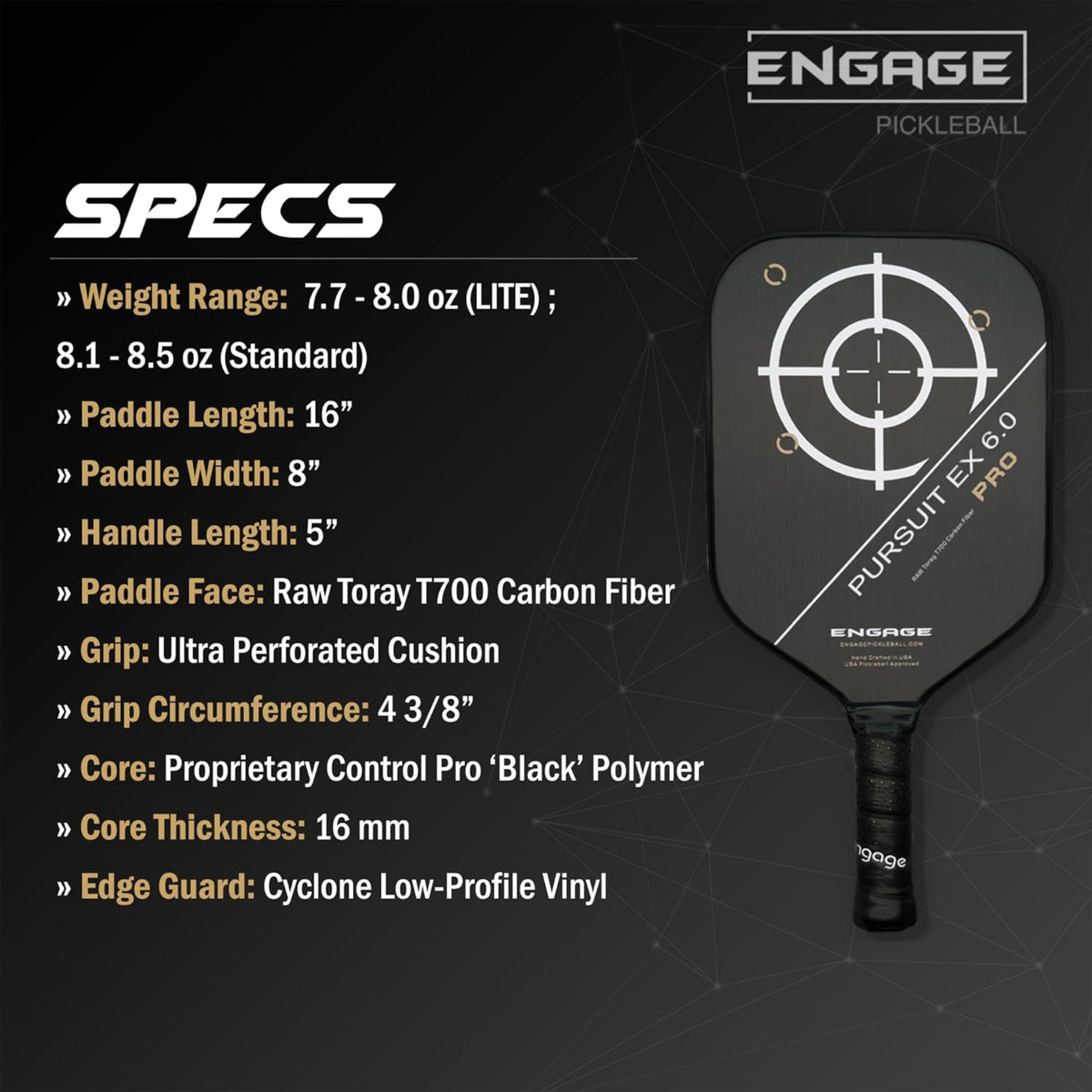Engage Pursuit Pro EX 6.0 Pickleball Paddle